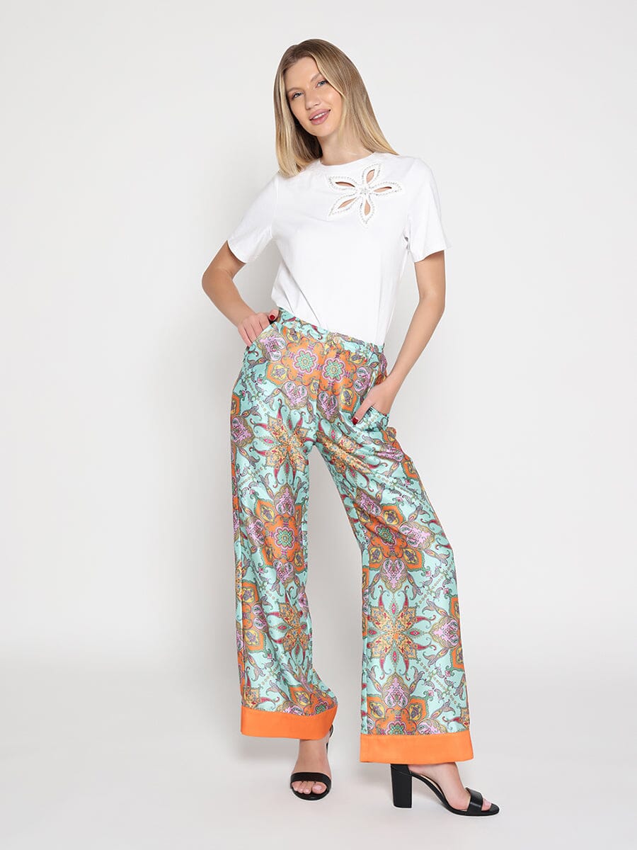Flower cut out Solid Color T-Shirt