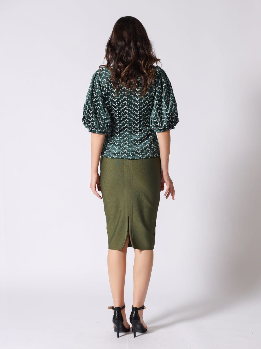 Flower Embroidered Puff Sleeve Peplum Style Blouse