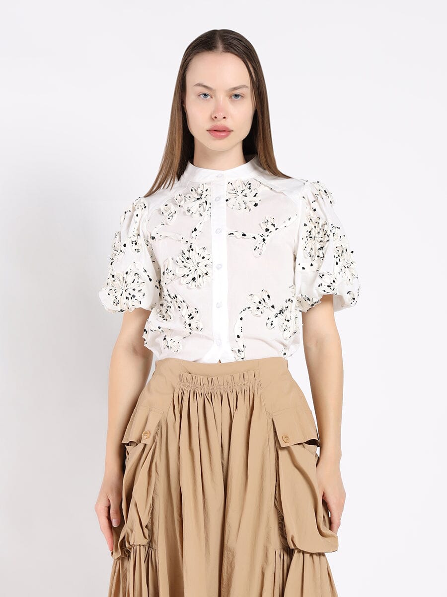 Front Body Floral Fabric Work Caller Top