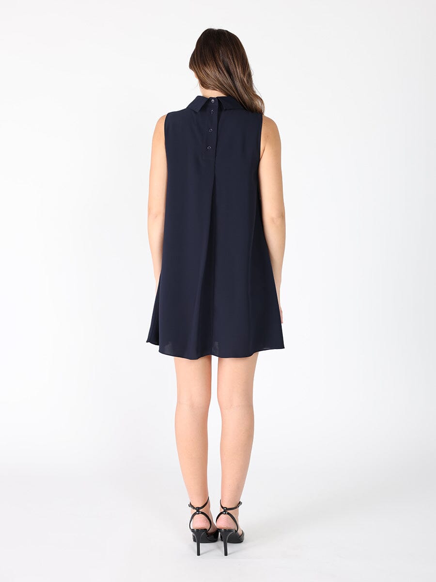 Front button open back sleeveless mini dress