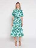 Gracia Fashion Women's Gathered neck floral print belt dress