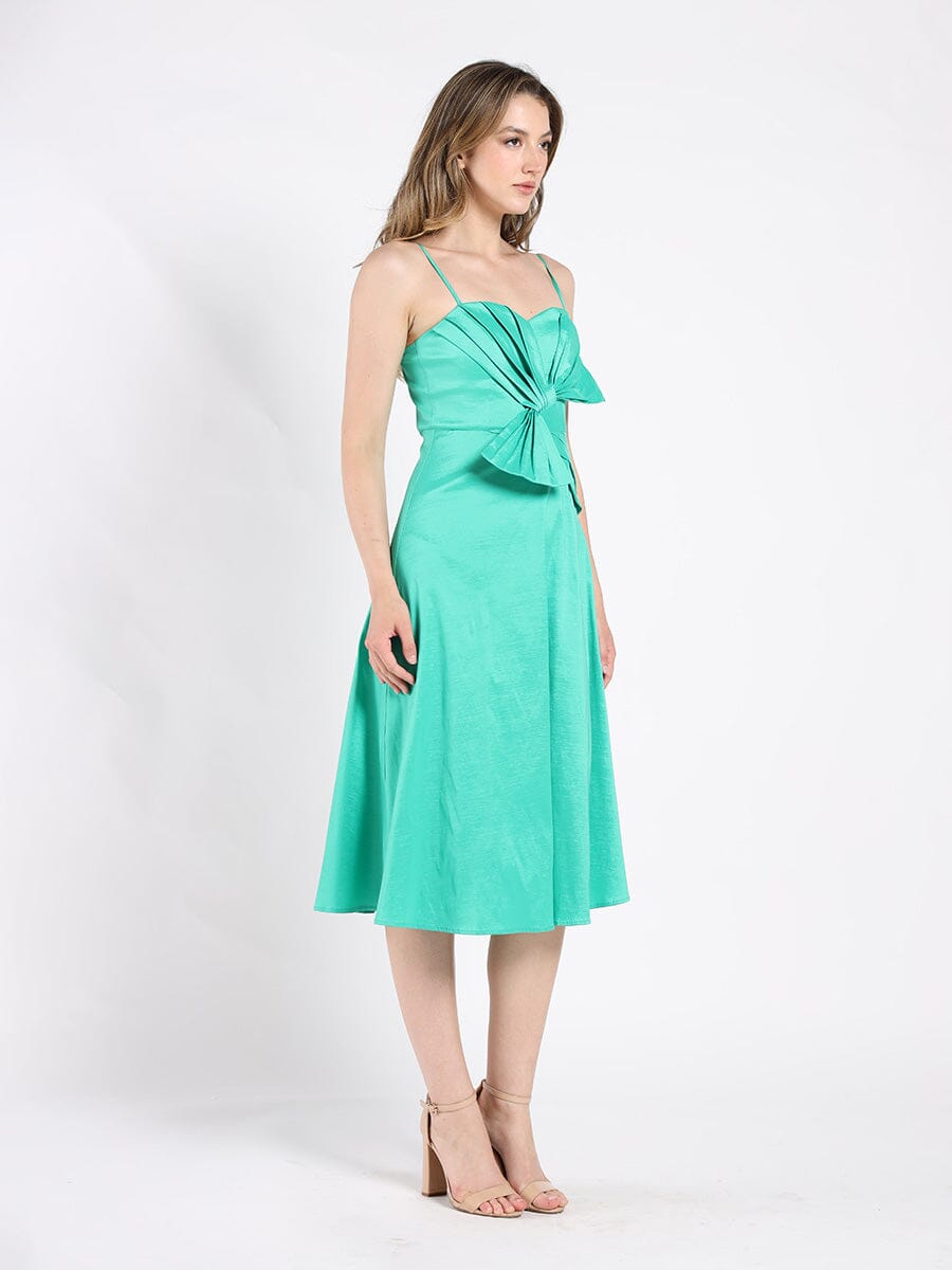 Gracia Fashion Women's Spaghetti Strap Bow Detailed Midi Dress