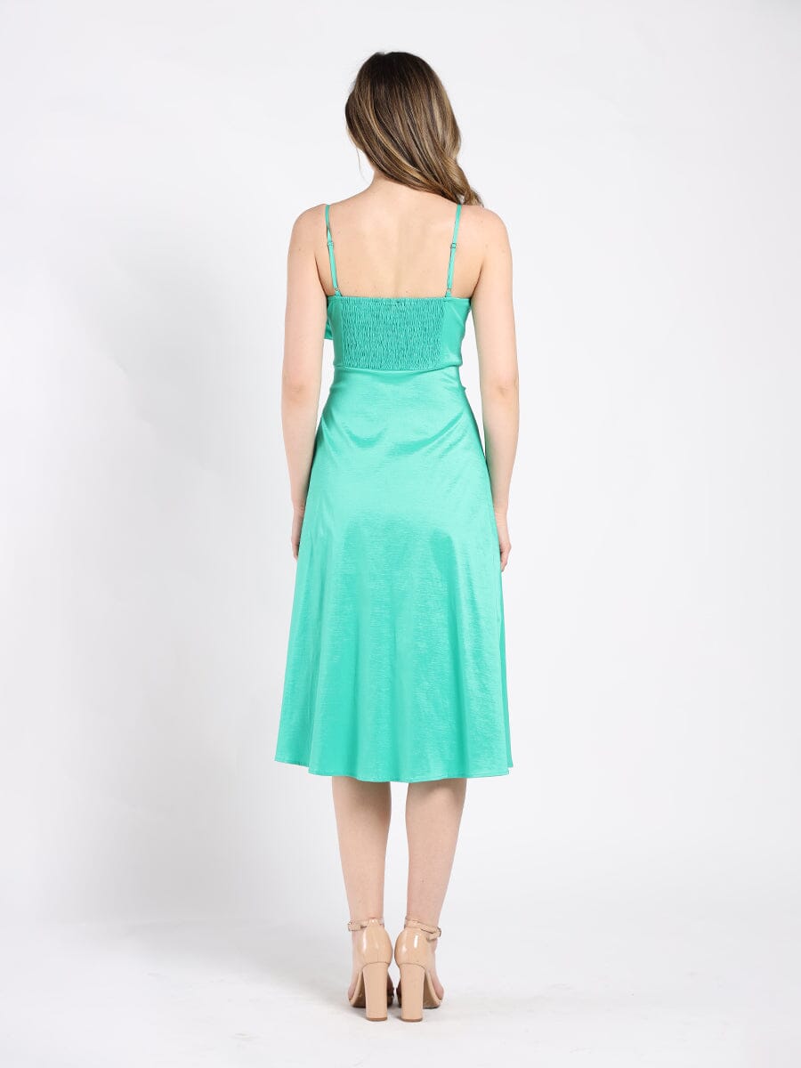 Gracia Fashion Women's Spaghetti Strap Bow Detailed Midi Dress