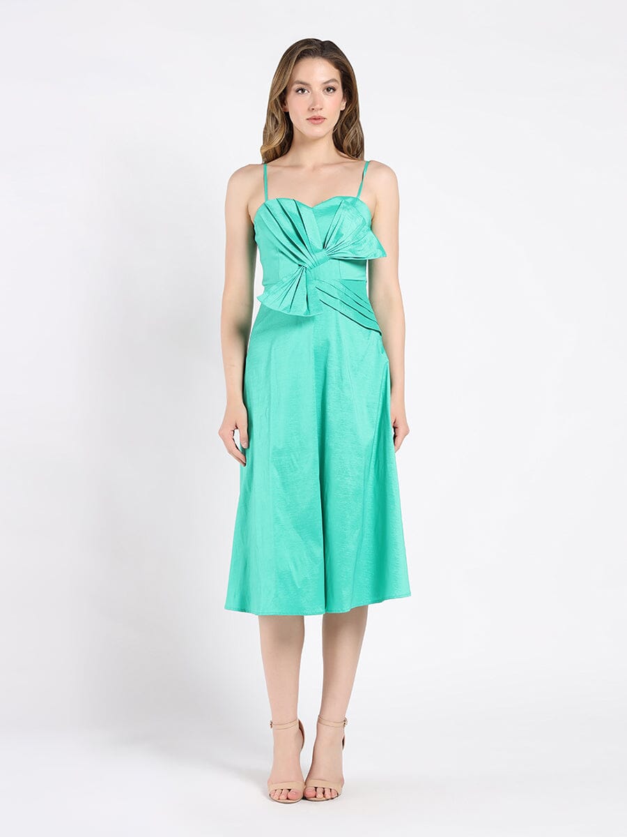 Gracia Fashion Women's Spaghetti Strap Bow Detailed Midi Dress