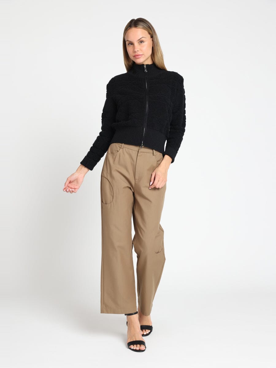 Gracia Fashion Women's Zip up long sleeve textured jacket