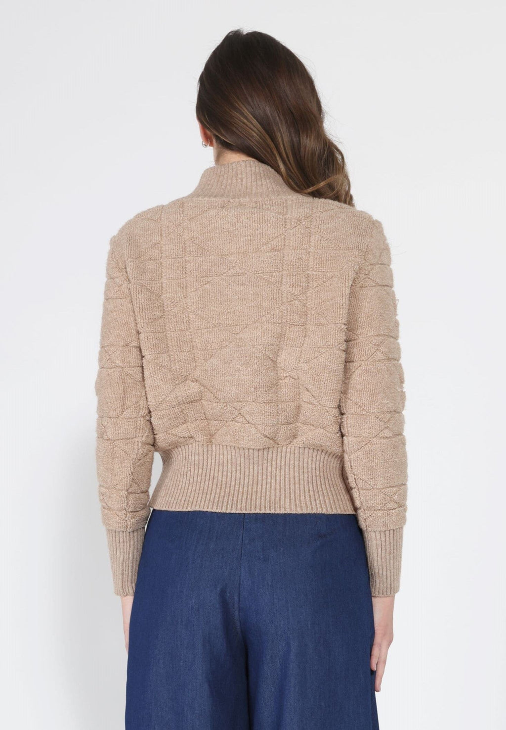 Gracia Fashion Women's Zip up long sleeve textured jacket
