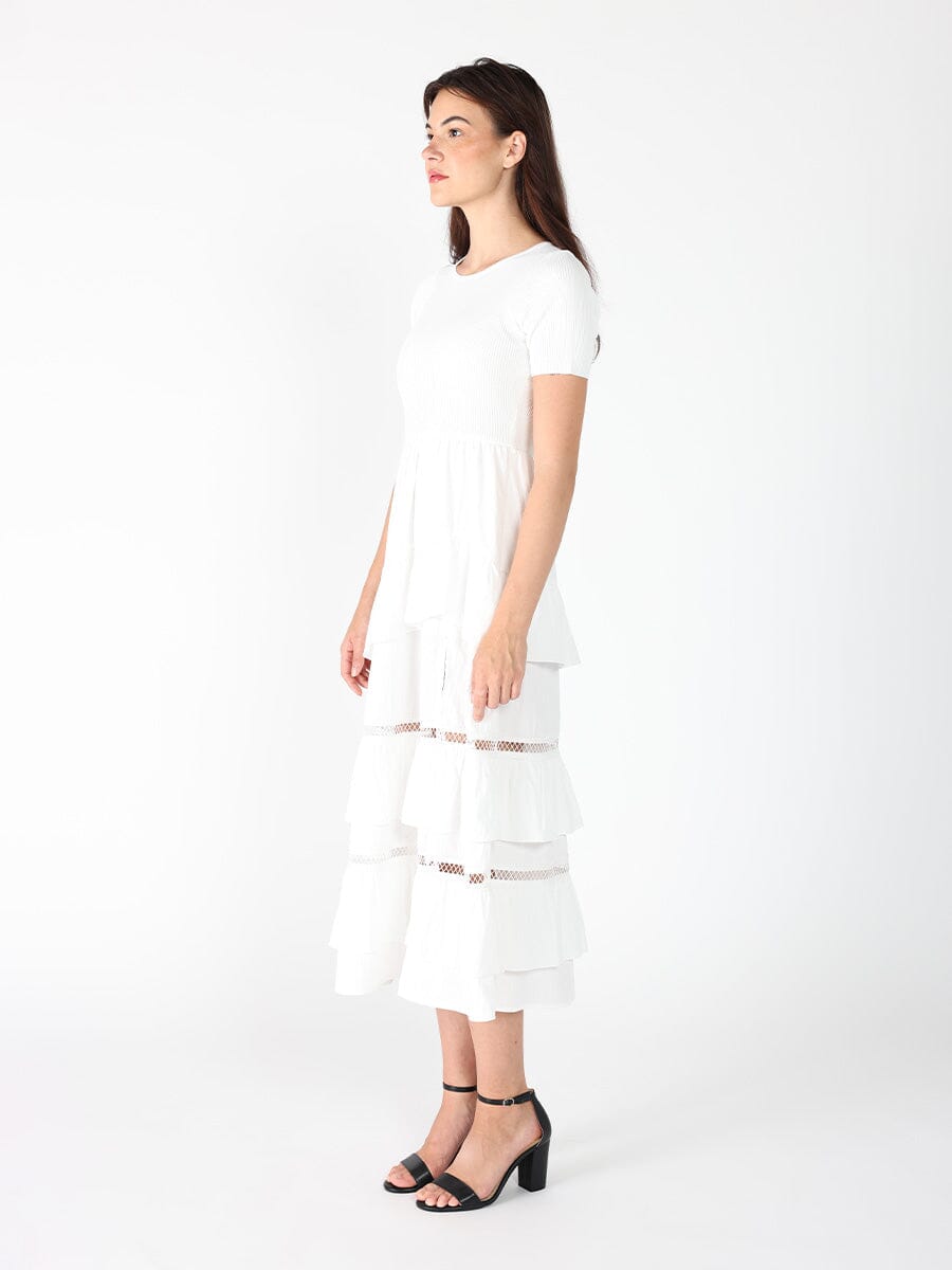 Gracia Fashion Women's Half Knit Fabric Long Dress