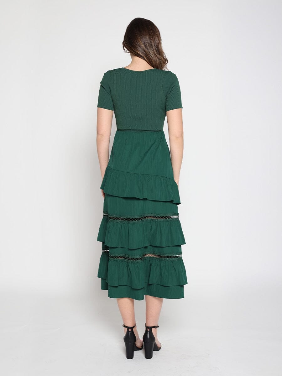 Gracia Fashion Women's Half Knit Fabric Long Dress
