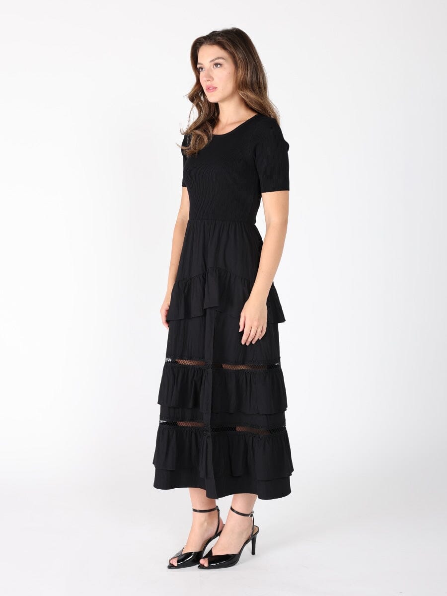 Gracia Fashion Women's Half Knit Fabric Long Dress