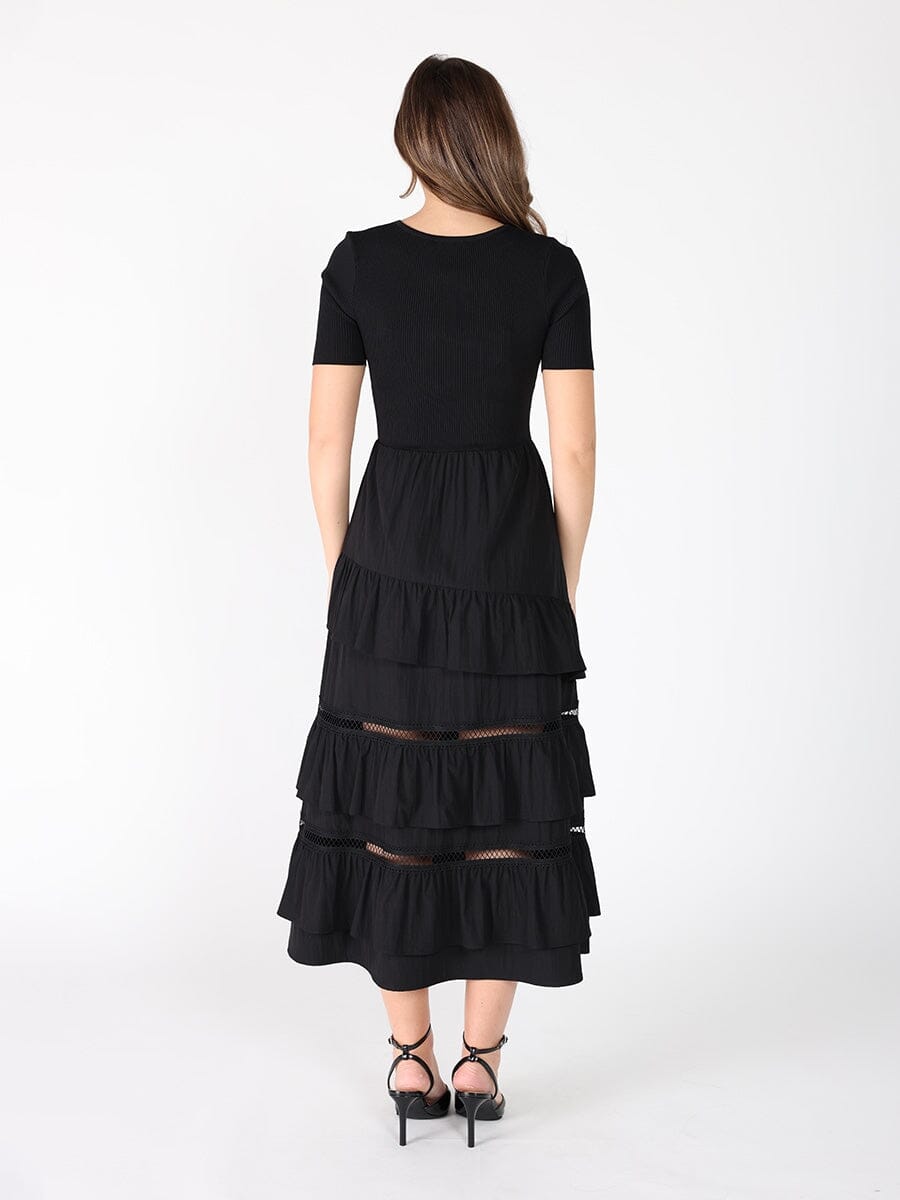 Gracia Fashion Women's Half Knit Fabric Long Dress