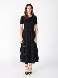 Gracia Fashion Women's Half Knit Fabric Long Dress