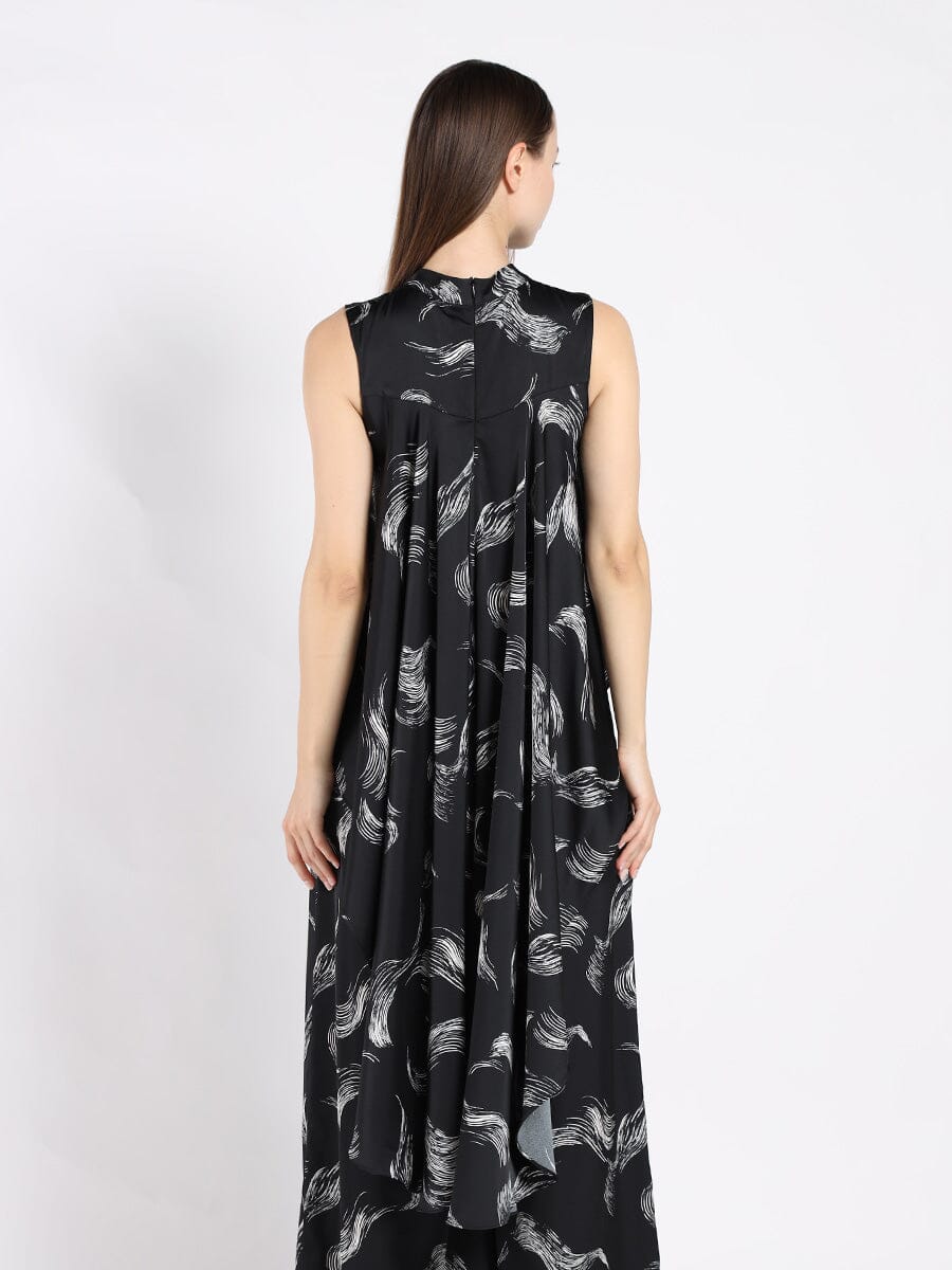 High-Low Sleeveless Printed Shirt