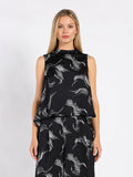 High-Low Sleeveless Printed Shirt