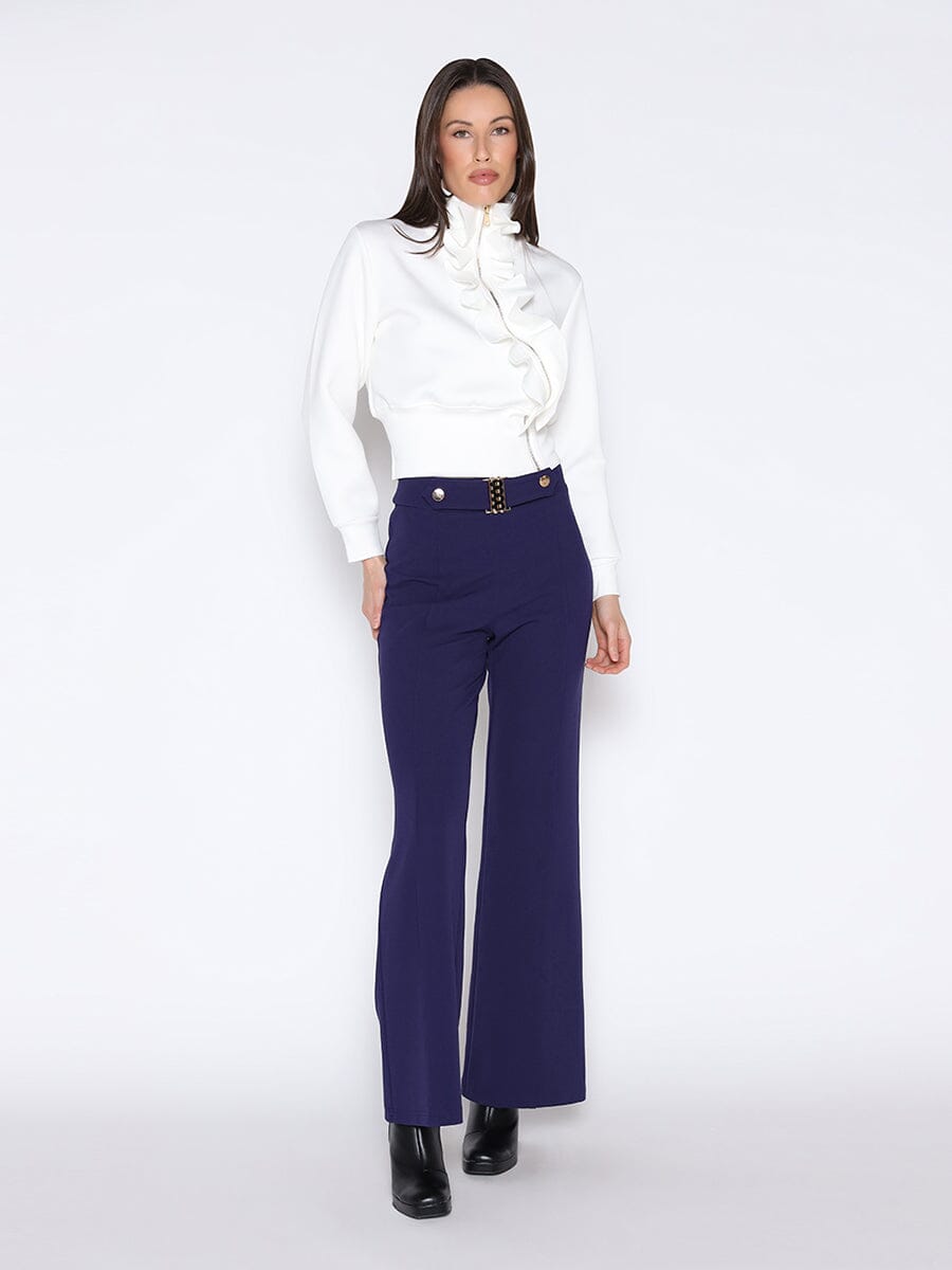 Highneck Scuba Assymetrical Ruffled Zip Jacket