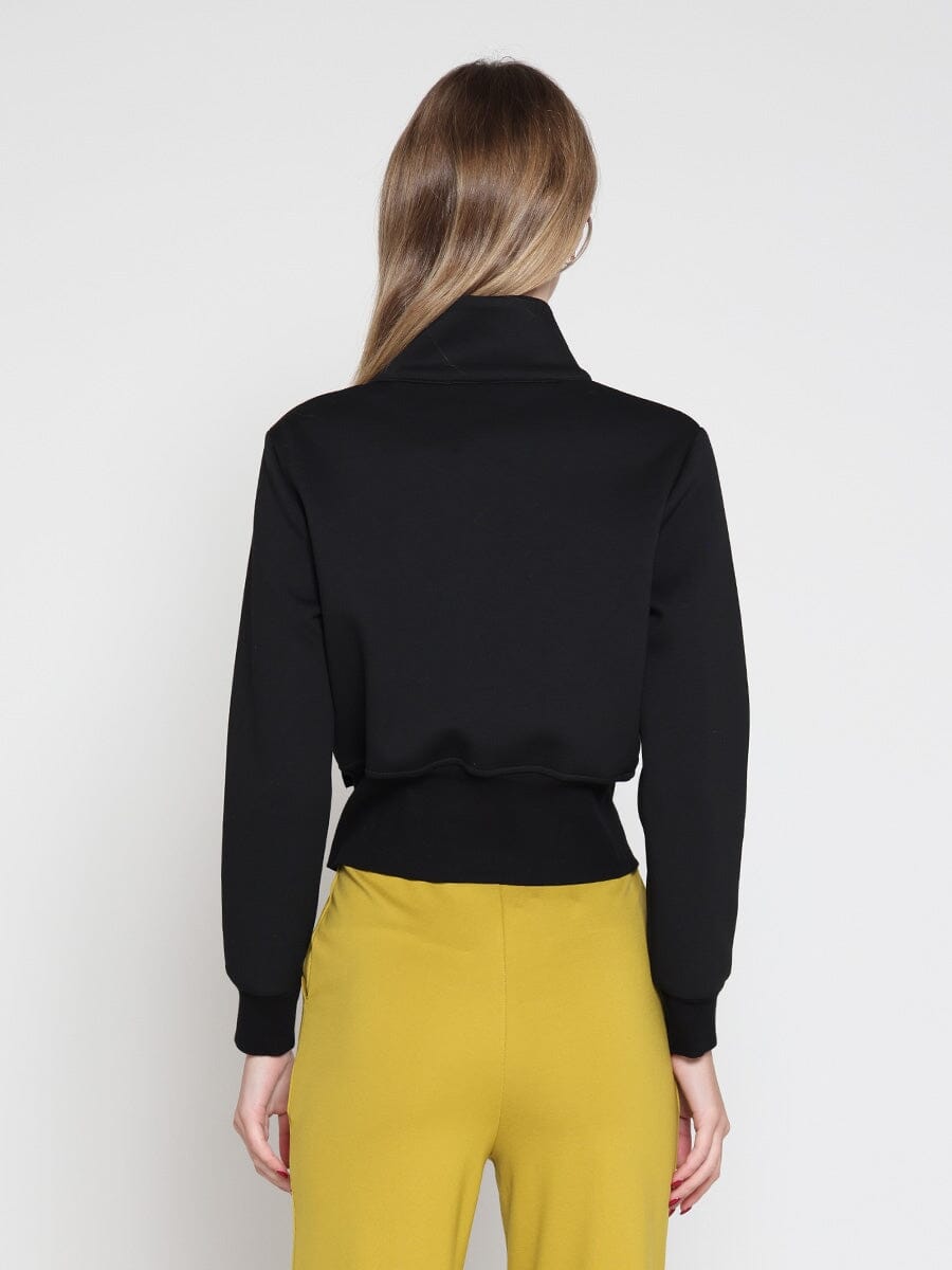 Highneck Scuba Assymetrical Ruffled Zip Jacket