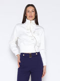 Highneck Scuba Assymetrical Ruffled Zip Jacket