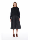 Knitted Body Layered w/ Quilted A-line Long Dress