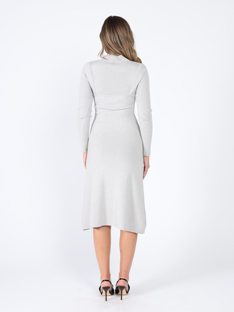 Gracia Fashion Women's Knitted long sleeve elastic waist maxi dress