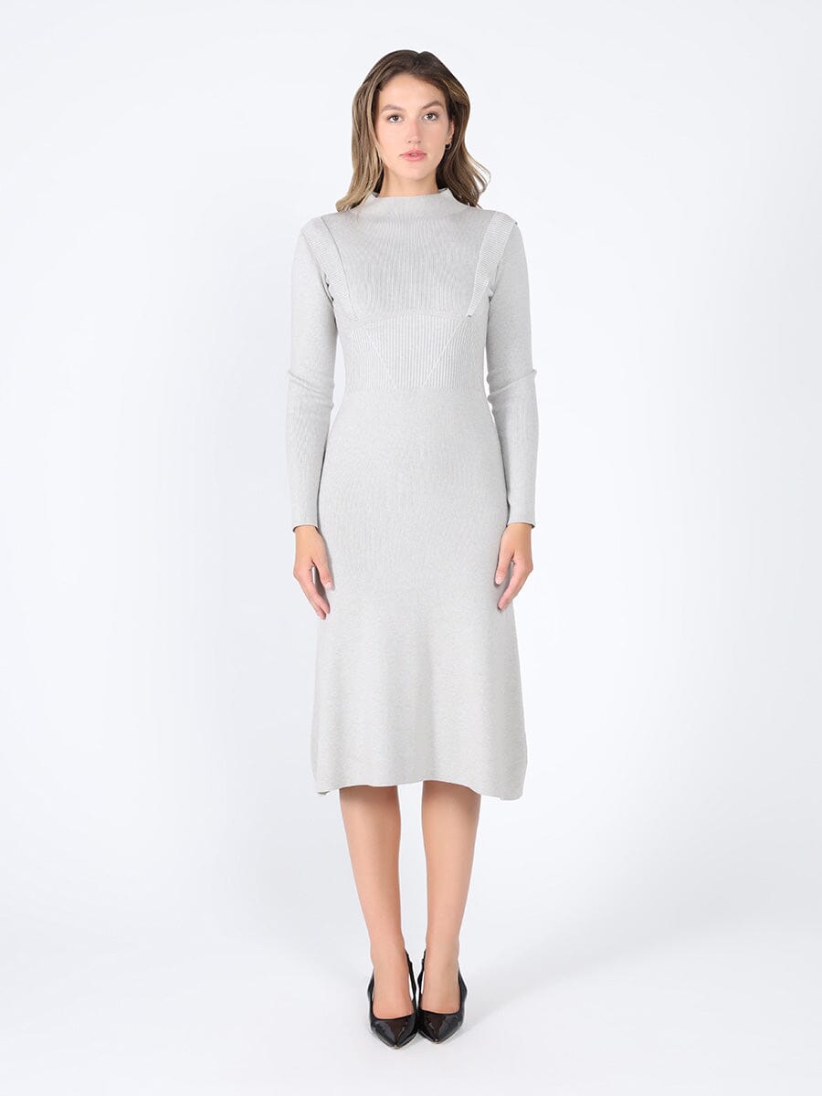 Gracia Fashion Women's Knitted long sleeve elastic waist maxi dress
