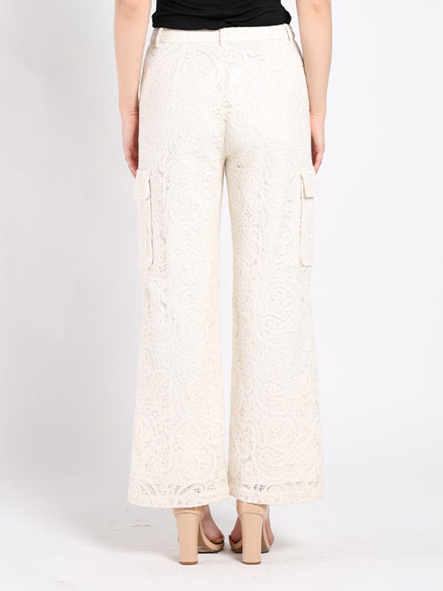 Lace Print Cargo Long Pants