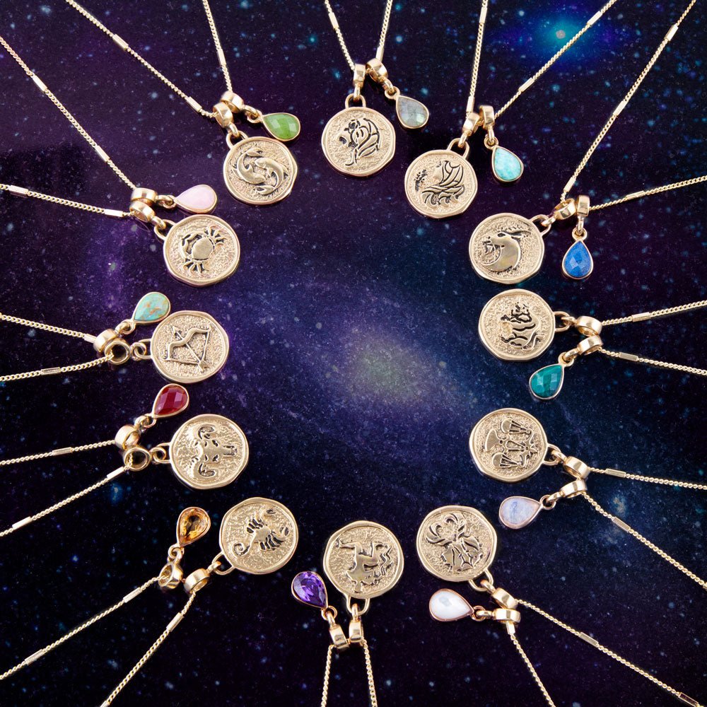 Leo - Zodiac Gray Labradorite Golden Charm Necklace