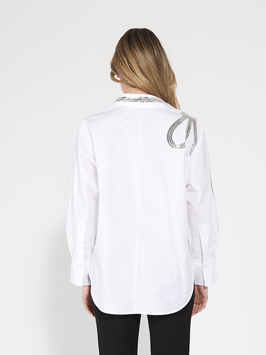 Gracia Fashion Women's Long Sleeve Shirt Button Down Sequin Embellished