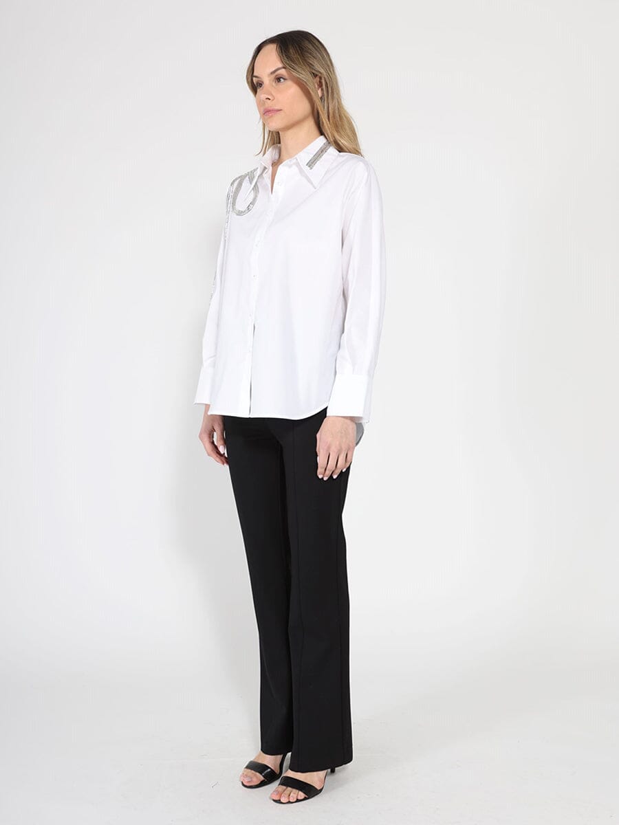 Gracia Fashion Women's Long Sleeve Shirt Button Down Sequin Embellished