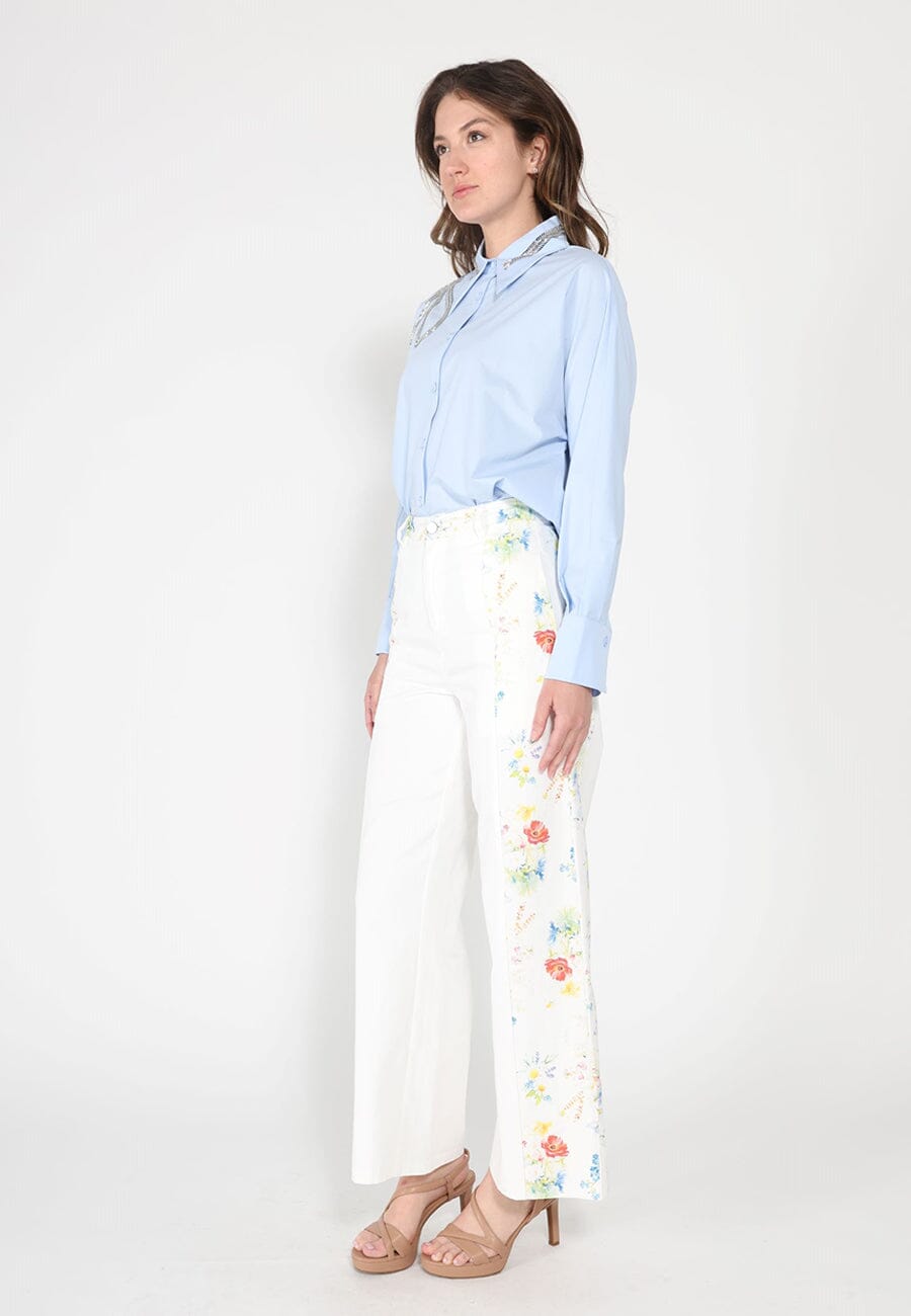 Gracia Fashion Women's Long Sleeve Shirt Button Down Sequin Embellished