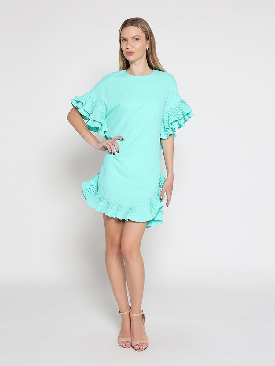 Gracia Fashion Women's Loose Fitted Ruffle Sleeve Dress