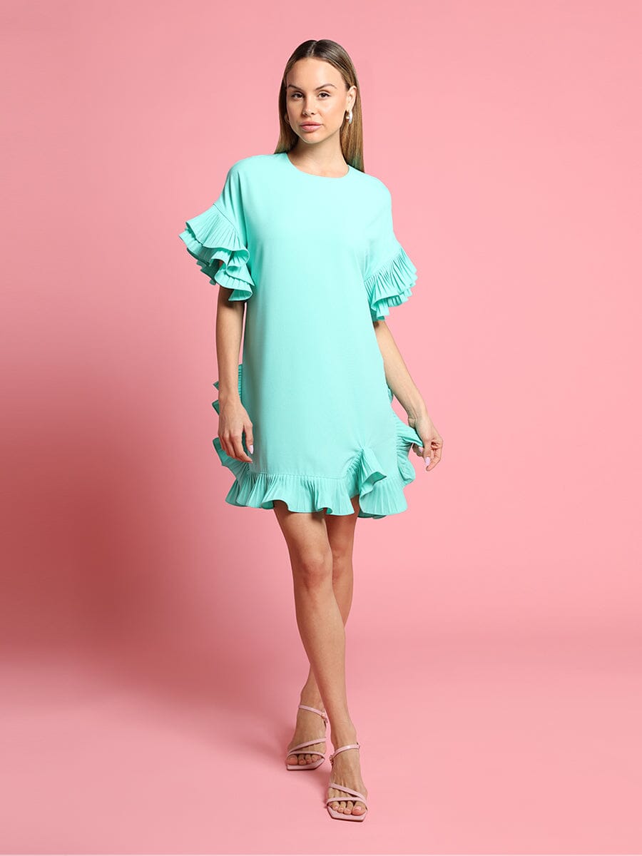 Gracia Fashion Women's Loose Fitted Ruffle Sleeve Dress