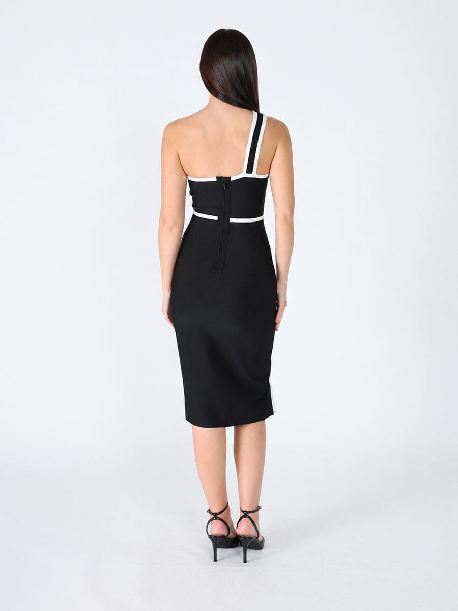 One Side Sleeve Bottom Slit Dress