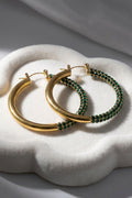 Paloma Waterproof Two-Tone Emerald Chunky Rope Hoop Earring