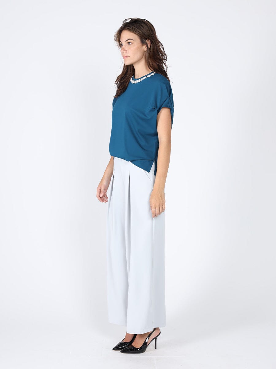 Pearl Work Round Neck Top