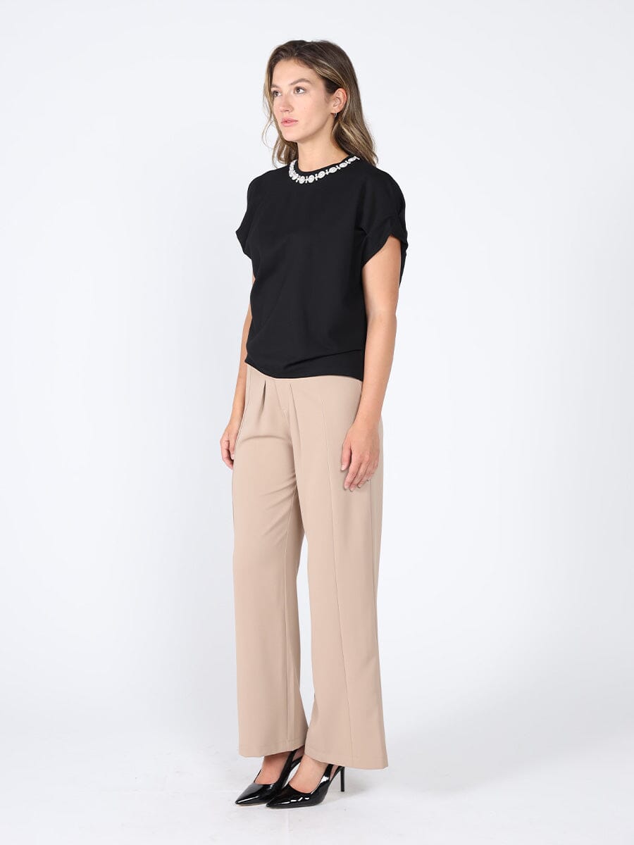 Pearl Work Round Neck Top