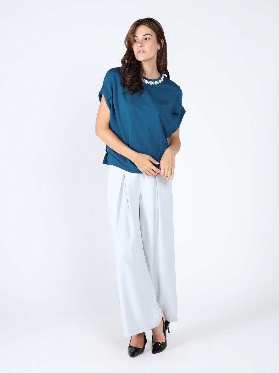Pearl Work Round Neck Top