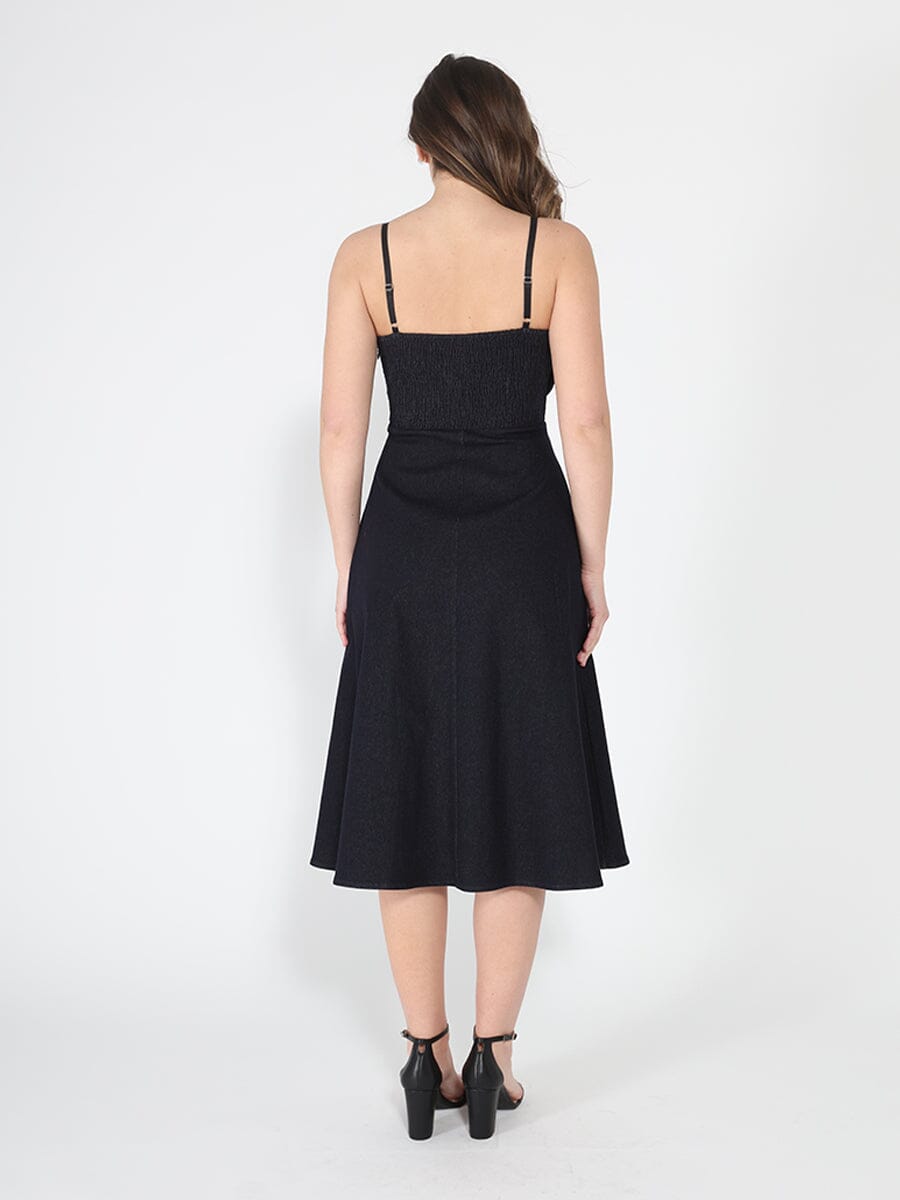 Pleated Detail Strap A-Line Dress