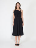 Pleated Detail Strap A-Line Dress