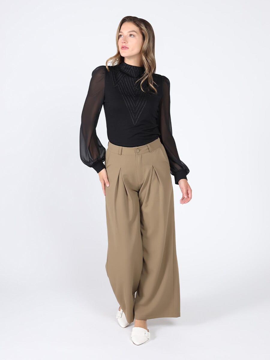 Pleated Wide Leg Pants