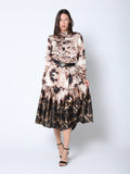 Print Mock Neck Belted Dress