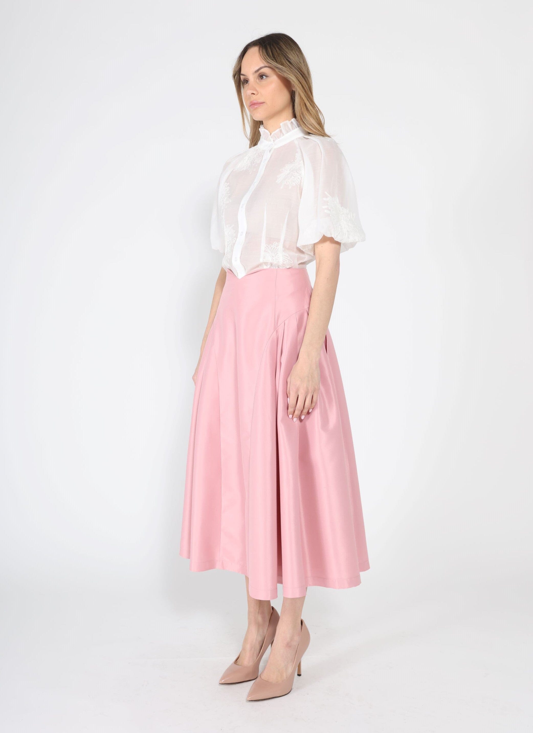Puff sleeve embroidered organza top