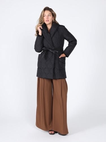 Gracia Fashion Women's Quilted Lightweight front open belt Jackets
