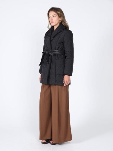 Gracia Fashion Women's Quilted Lightweight front open belt Jackets