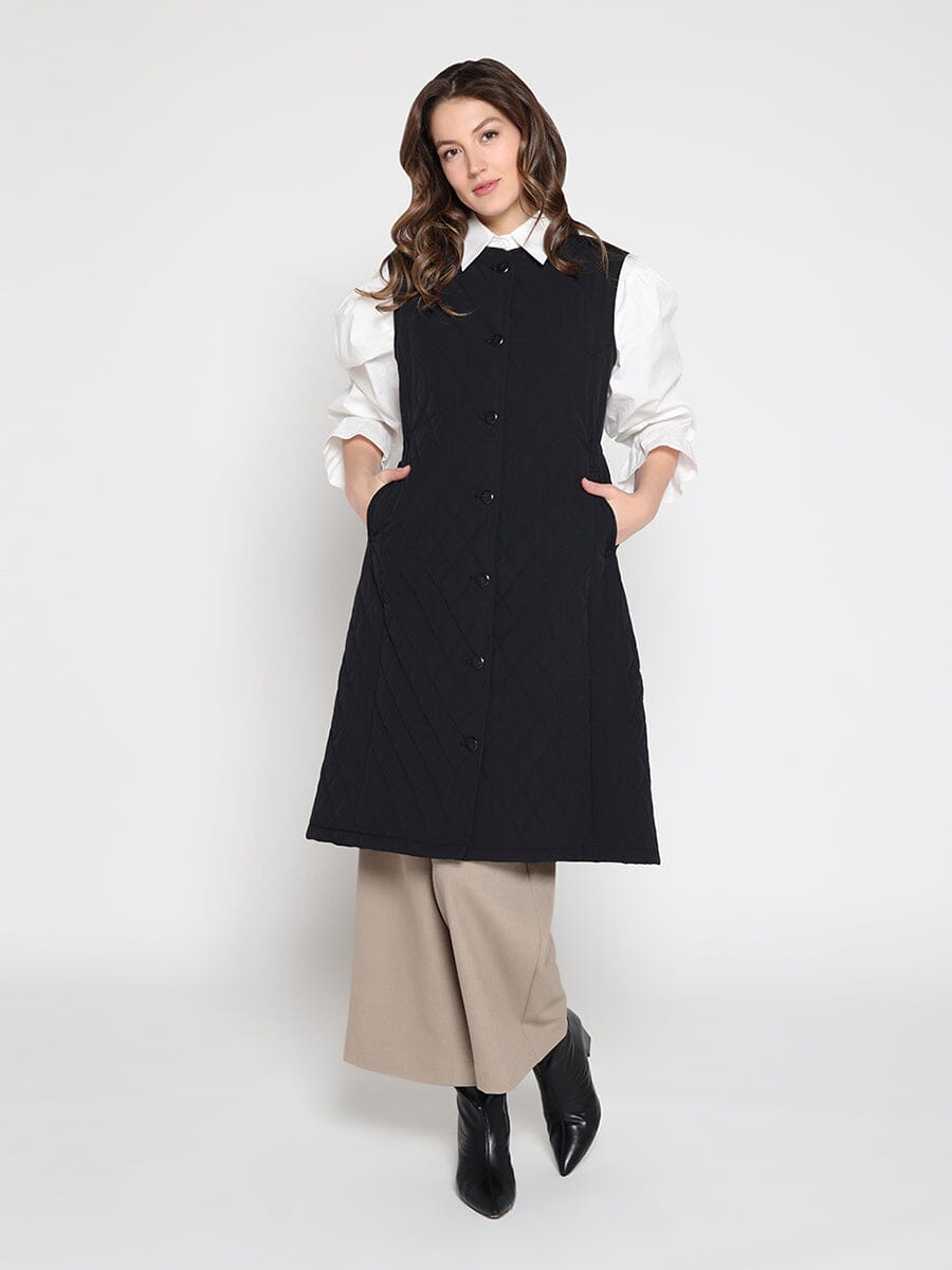Gracia Fashion Women's Quilted Sleeveless Long Vest