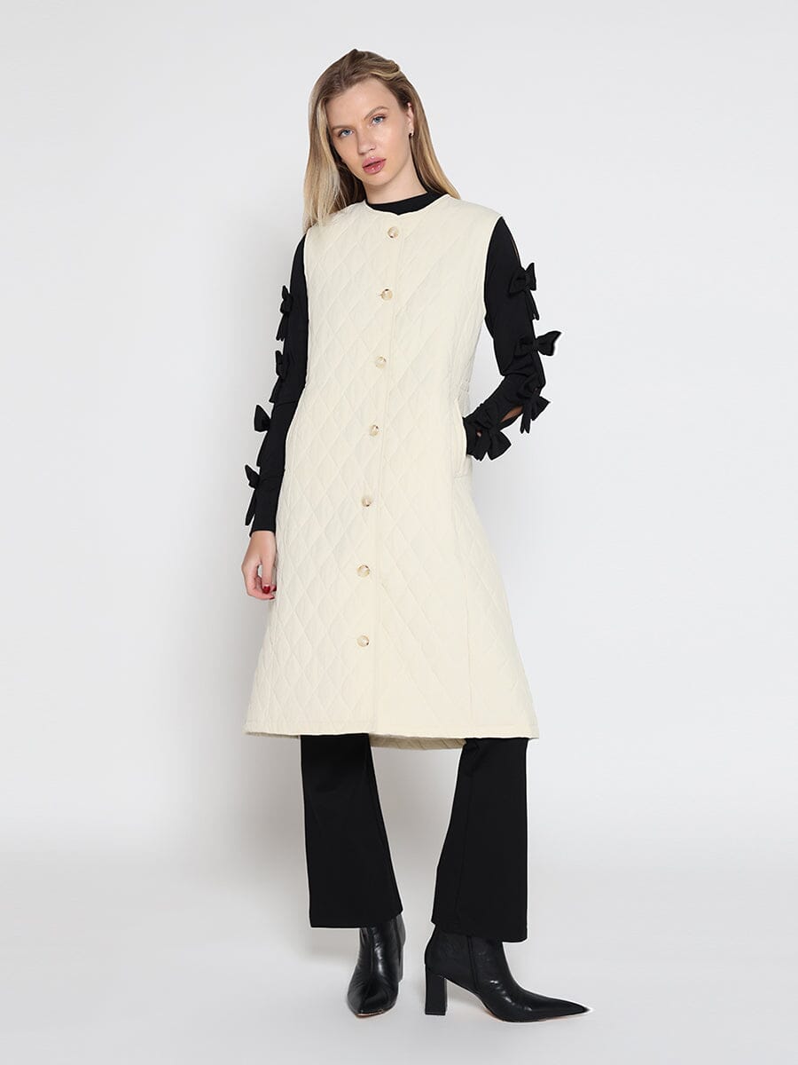 Gracia Fashion Women's Quilted Sleeveless Long Vest