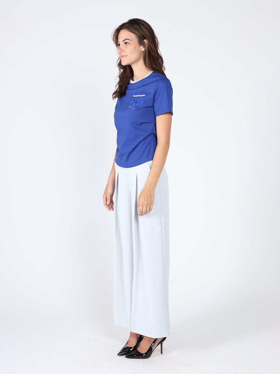 Round Neck Lace & Pocket T-Shirt