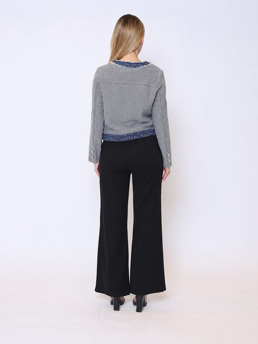 Round Neck Two- tone Denim Jacket