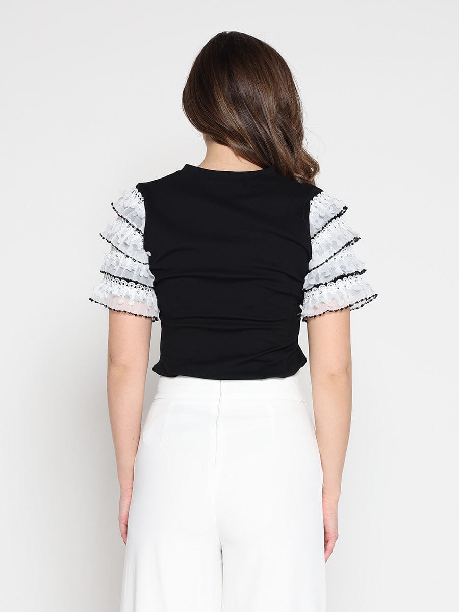 Gracia Fashion Women's Round Neckline Tiered Short Sleeve Top