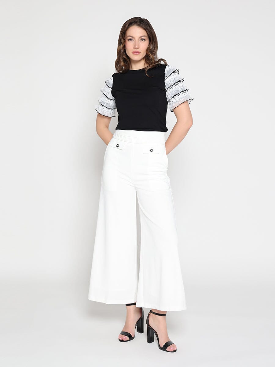 Round Neckline Tiered Short Sleeve Top