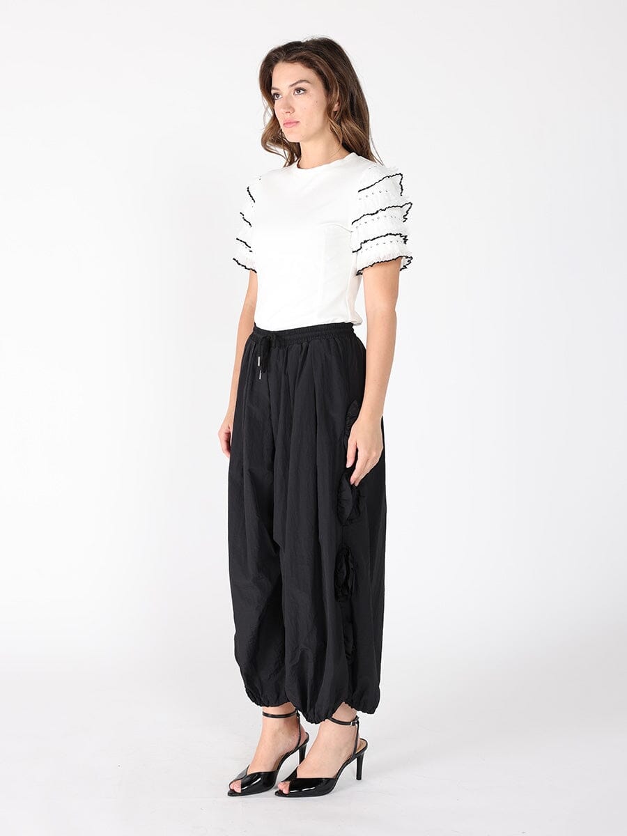 Round Neckline Tiered Short Sleeve Top