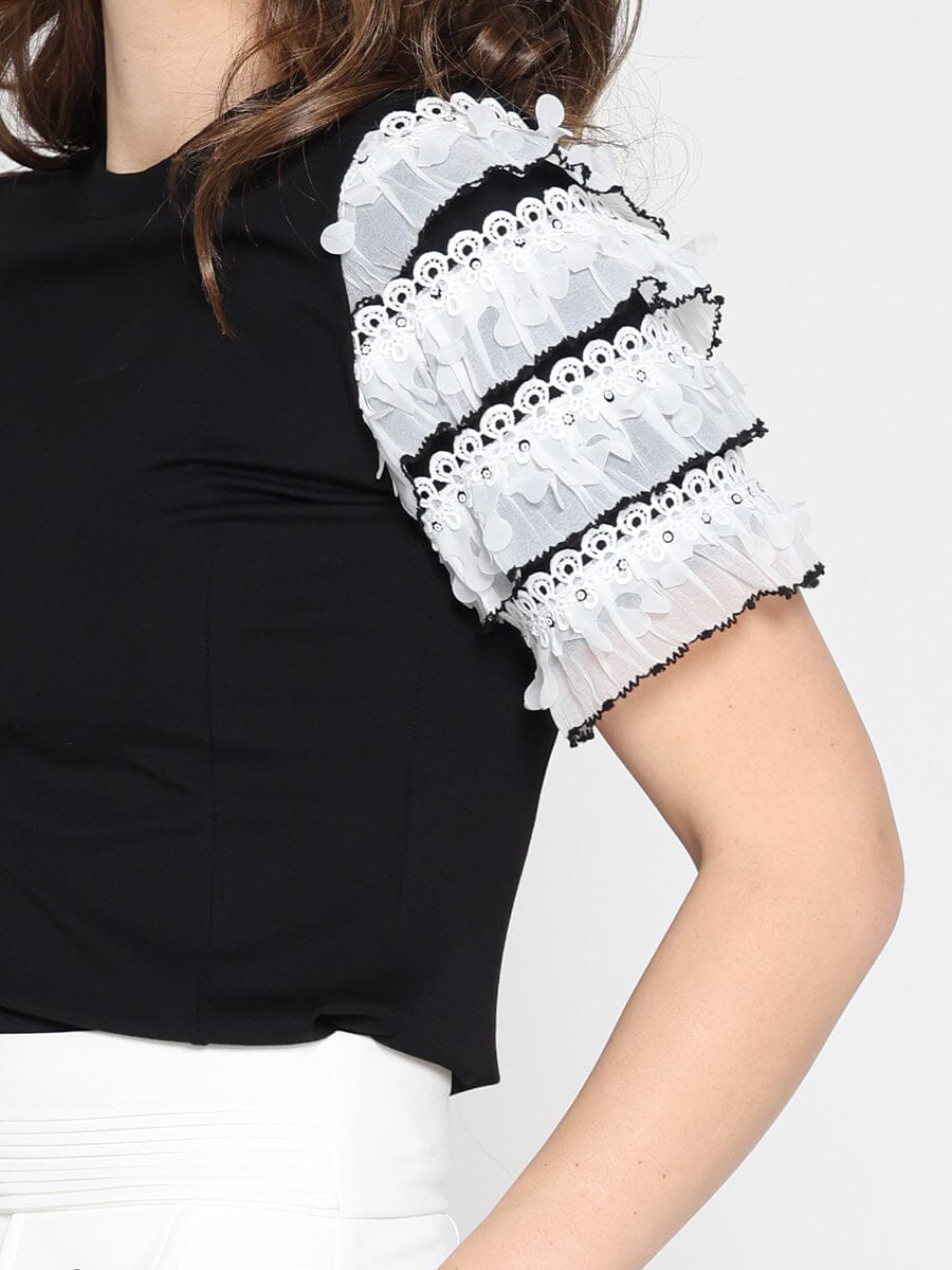 Gracia Fashion Women's Round Neckline Tiered Short Sleeve Top